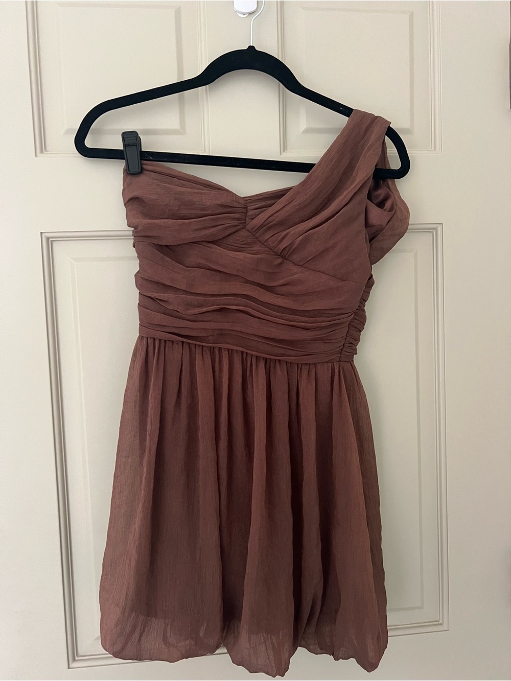 verty One-Shoulder Dusty Rose Chiffon Dress